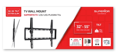 SUPPORTO TV A MURO INCLINATO 32/55 SLIM SUPSTV005